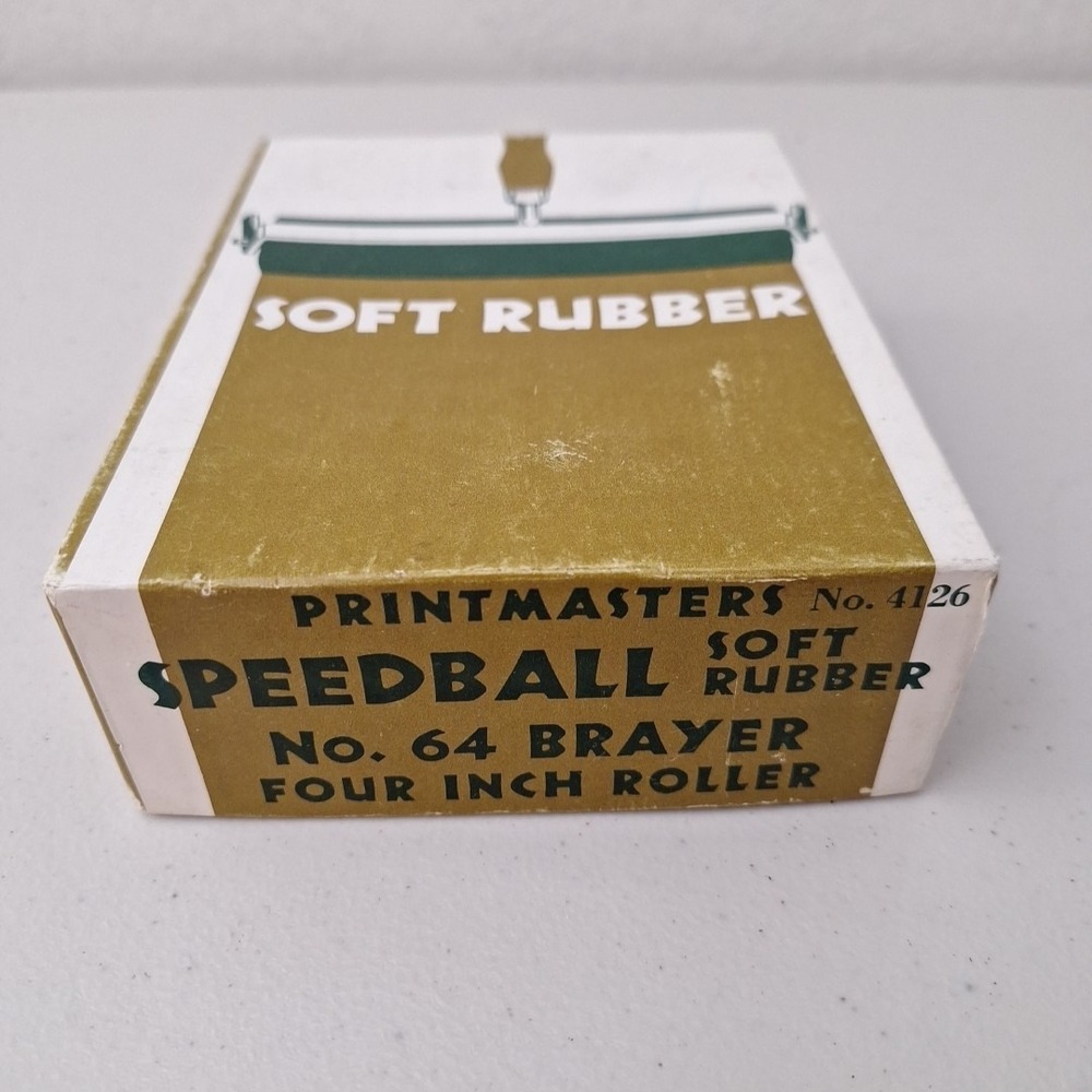 Speedball Soft Rubber Block Printing Lot -, No. 64 Brayer Four Inch Roller W Box
